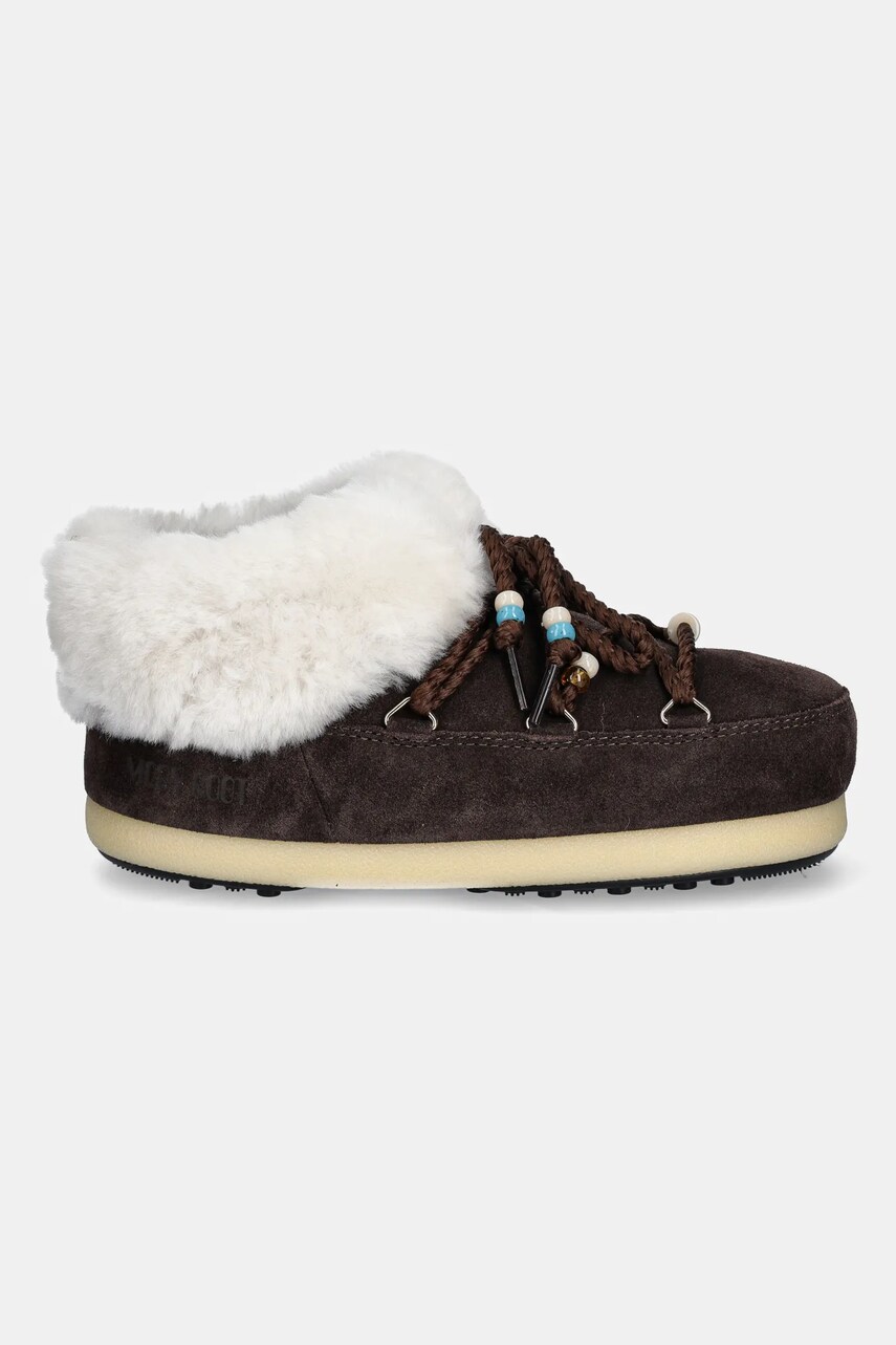 Замшеві чоботи Moon Boot MB EVX MULE SUEDE BEADS колір коричневий 80D1470040 ML01