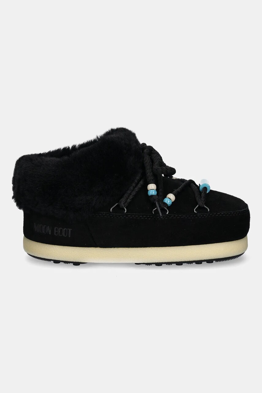 Замшеві тапочки Moon Boot MB EVX MULE SUEDE BEADS колір чорний 80D1470040 NN13