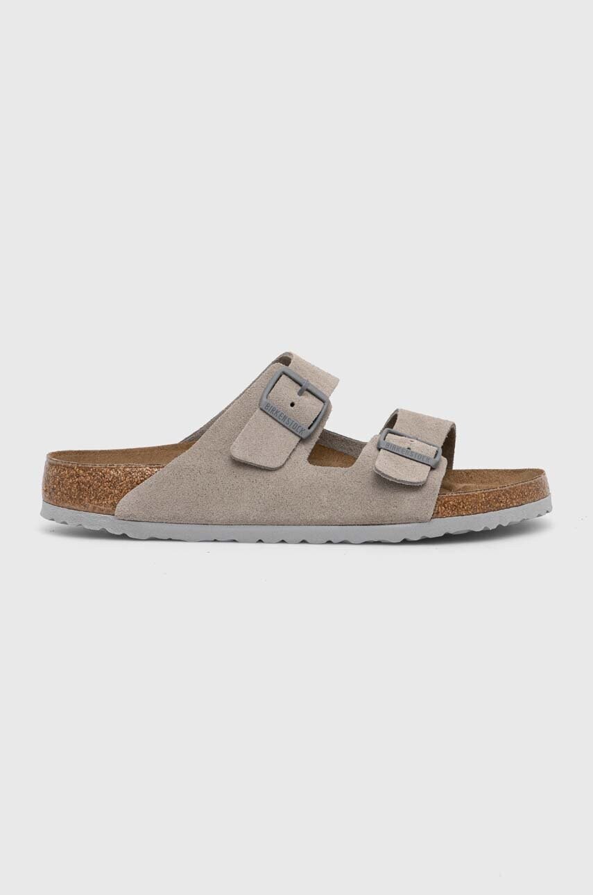 Замшеві шльопанці Birkenstock Arizona чоловічі колір сірий 1027749