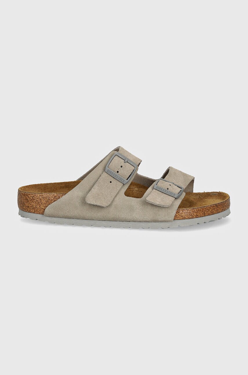 Замшеві шльопанці Birkenstock Arizona чоловічі колір сірий 1028603