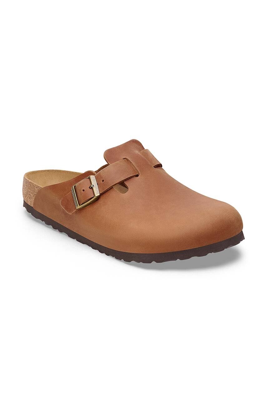 Шльопанці з нубуку Birkenstock Boston колір коричневий 1028179