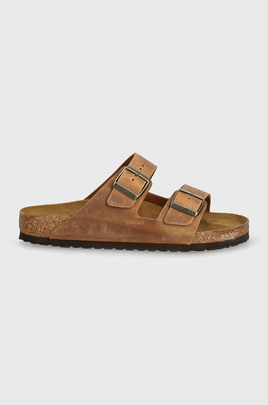 Шкіряні шльопанці Birkenstock Arizona чоловічі колір коричневий 1028272