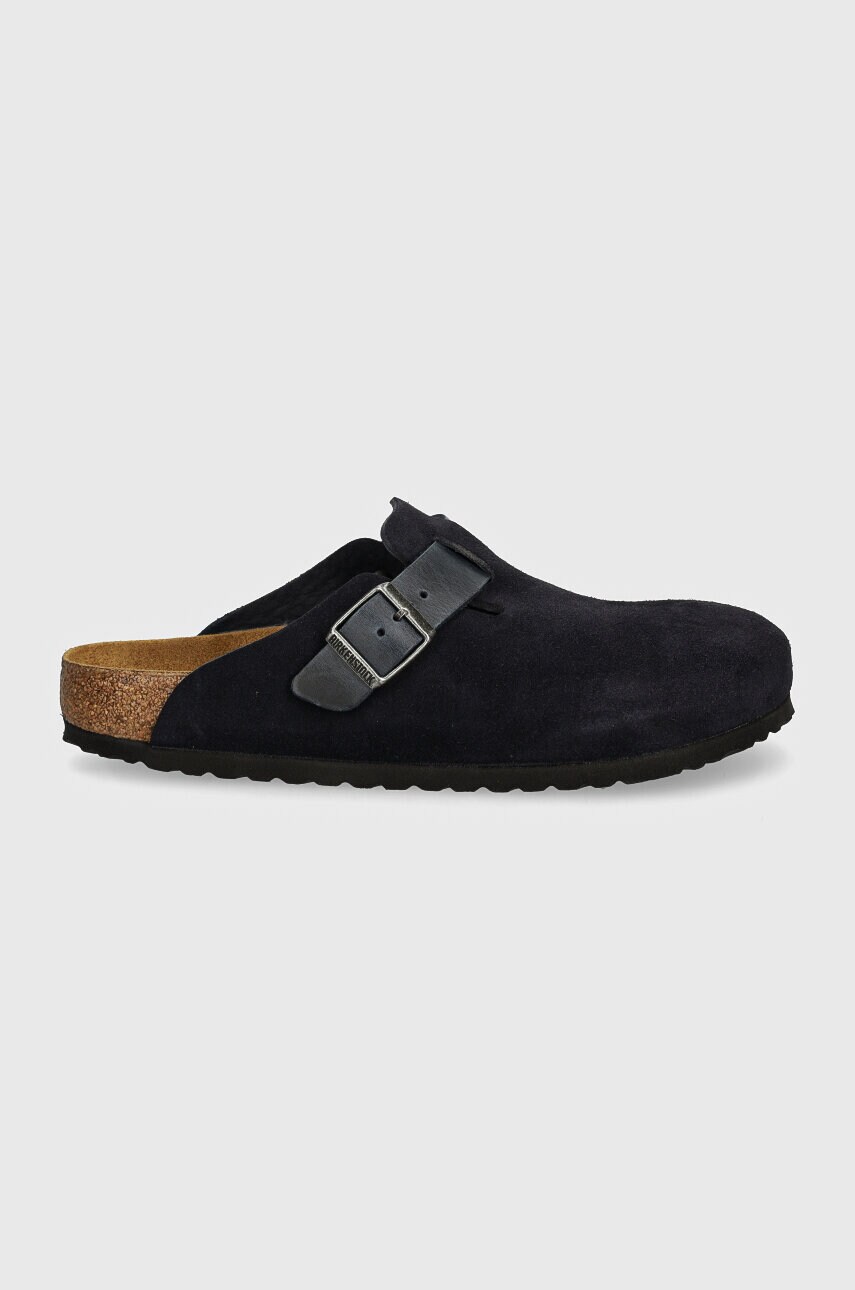 Замшеві шльопанці Birkenstock Boston чоловічі колір синій 1028210