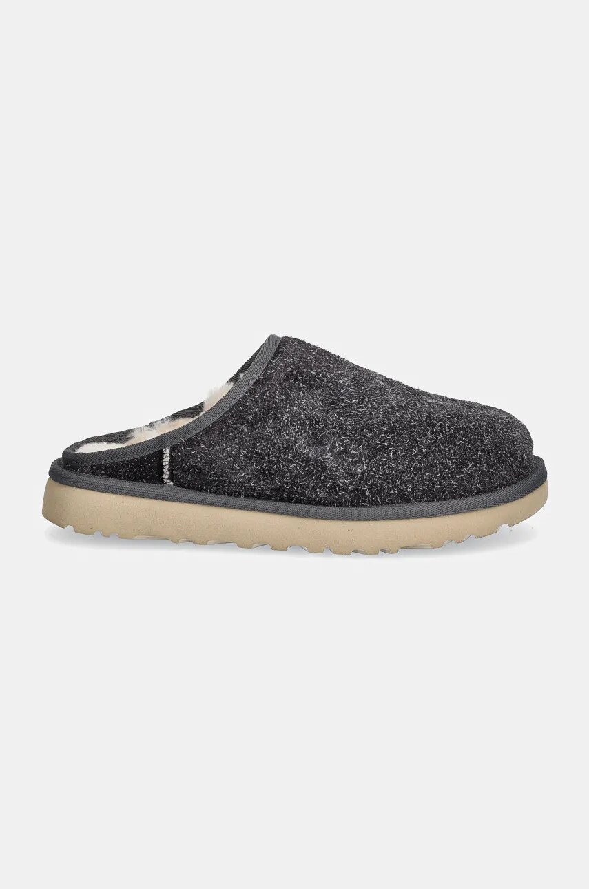 Замшеві тапочки UGG Classic Slip-On Shaggy Suede колір сірий 1153104-DGRY