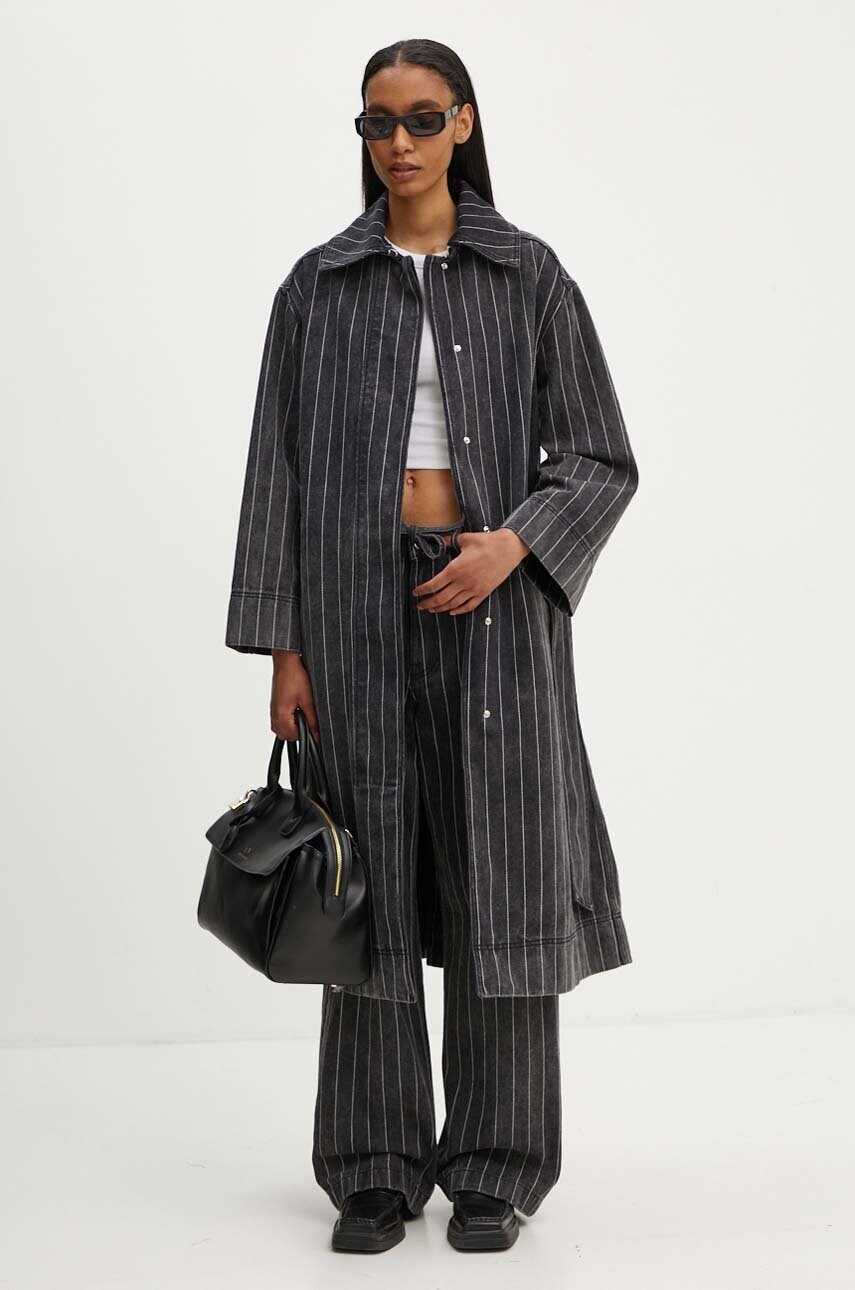Джинсовий плащ Day Birger et Mikkelsen Hobbes - Denim Stripes жіночий колір чорний перехідний oversize DAY65243251