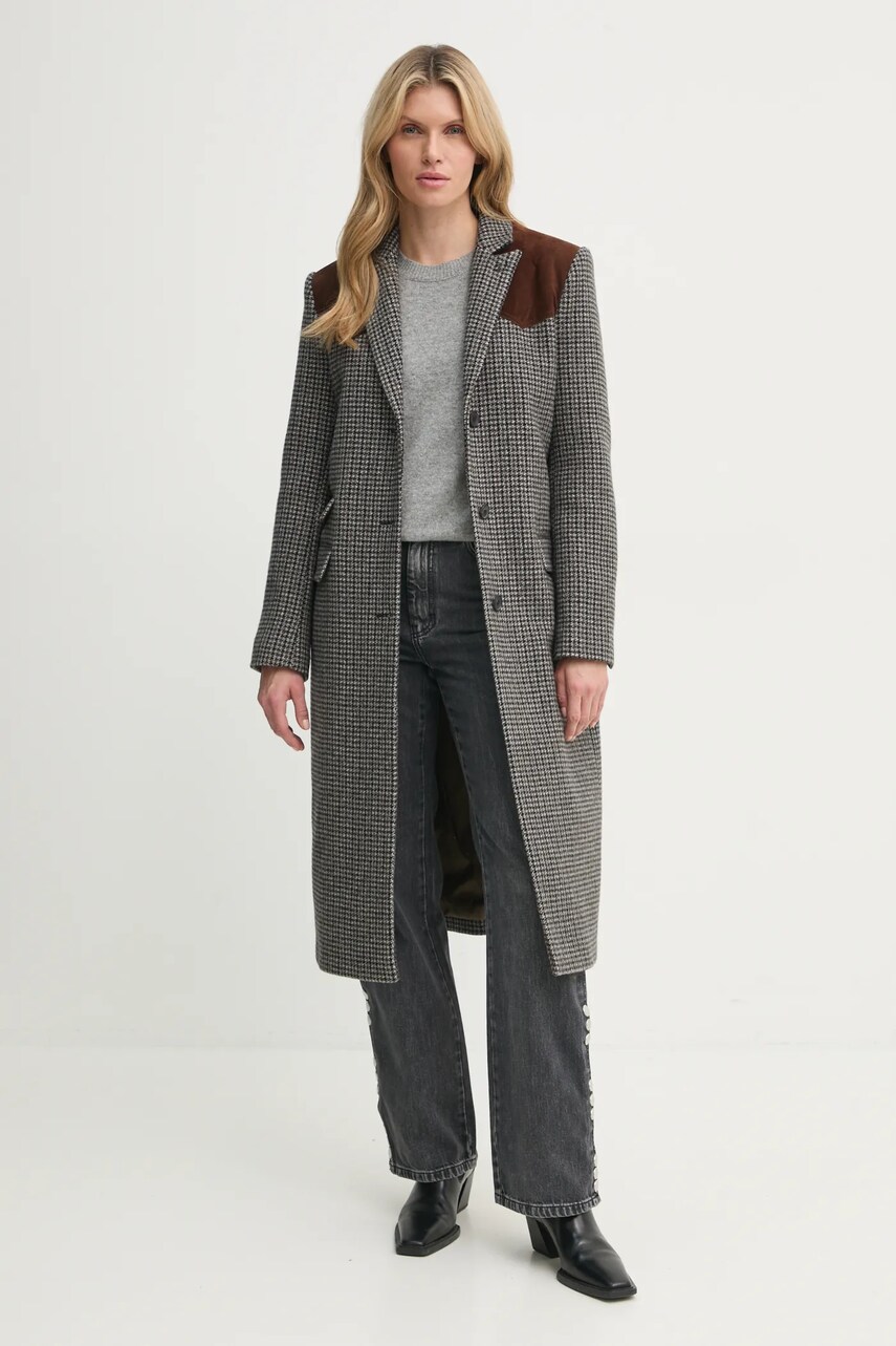 Пальто The Kooples жіноче колір сірий перехідне FMAN29002K