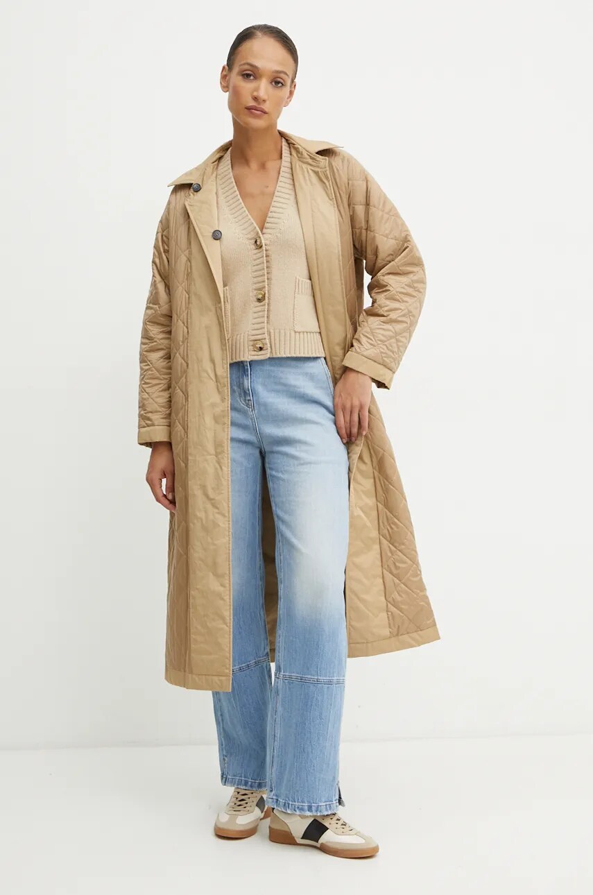 Двосторонній плащ Weekend Max Mara жіночий колір бежевий перехідний 2425026012600