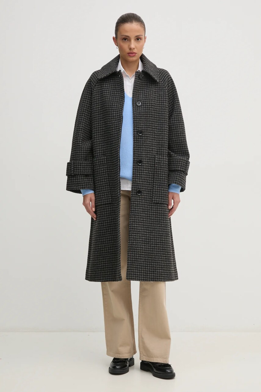 Вовняне пальто Barbour Veronica Wool Car Coat колір сірий перехідне oversize LWO0238