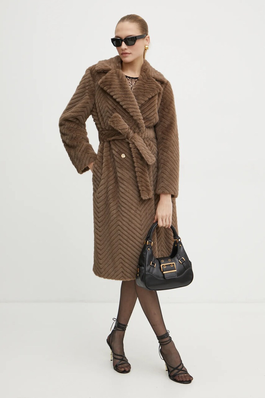 Пальто Marciano Guess CLAIRE жіноче колір коричневий перехідне двобортне 4BGL33 7206A