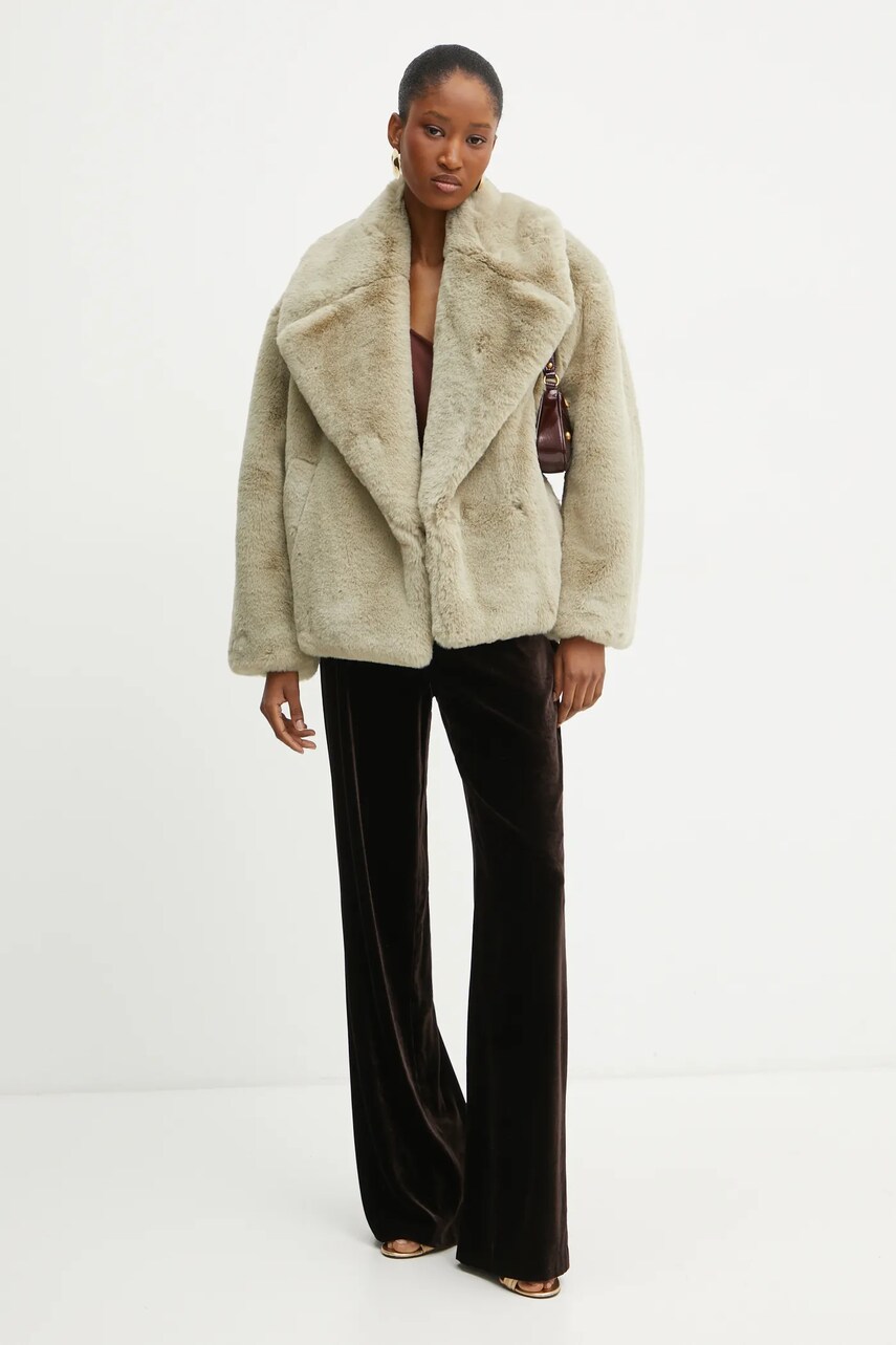 Пальто BOSS жіноче колір бежевий перехідне oversize 50524986