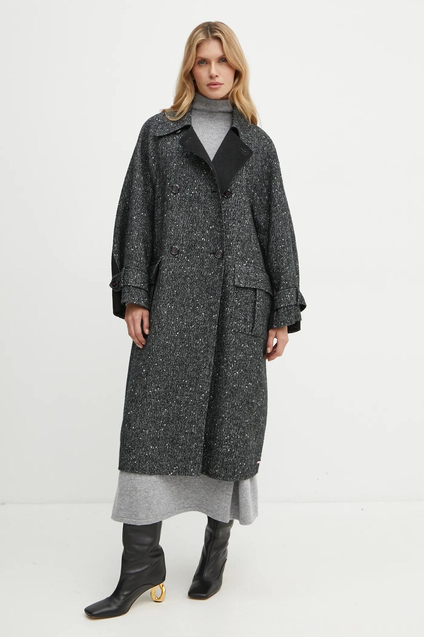 Пальто з домішкою вовни MAX&Co. колір сірий перехідне oversize 2426016014200