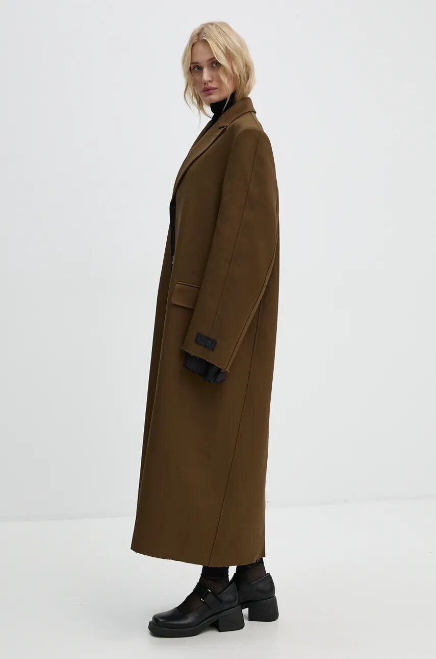 Пальто MM6 Maison Margiela жіноче колір зелений перехідне S62AA0088.M35222