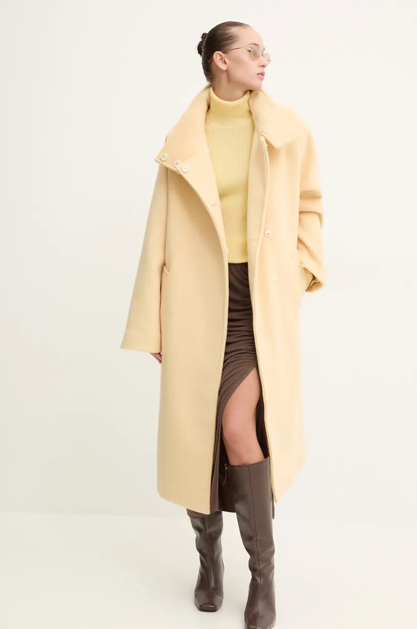 Вовняне пальто Stine Goya колір жовтий перехідне oversize C002-2268