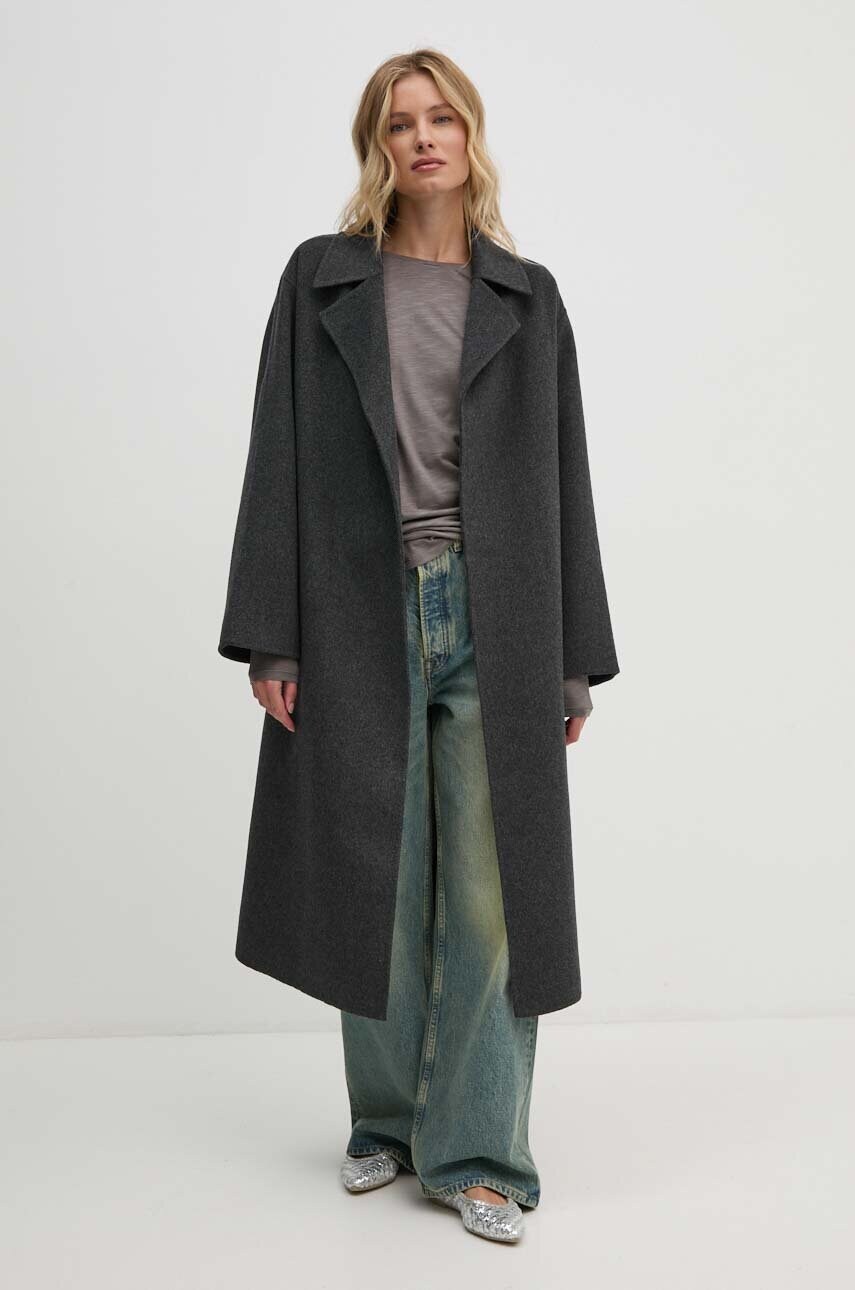 Пальто Calvin Klein жіноче колір сірий зимове oversize 00040WL571