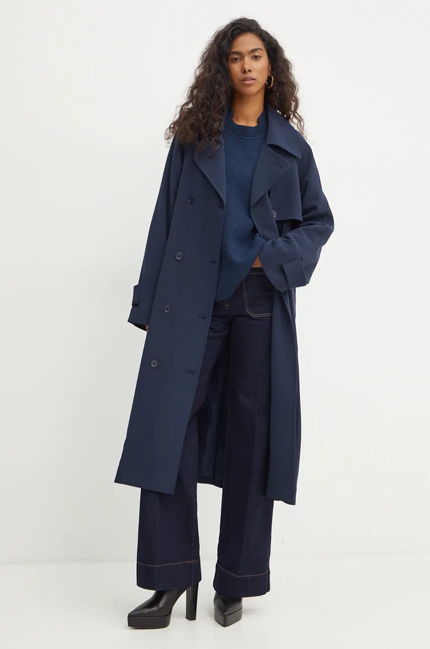 Тренч MICHAEL Michael Kors жіночий колір синій перехідний oversize MF420EXENX