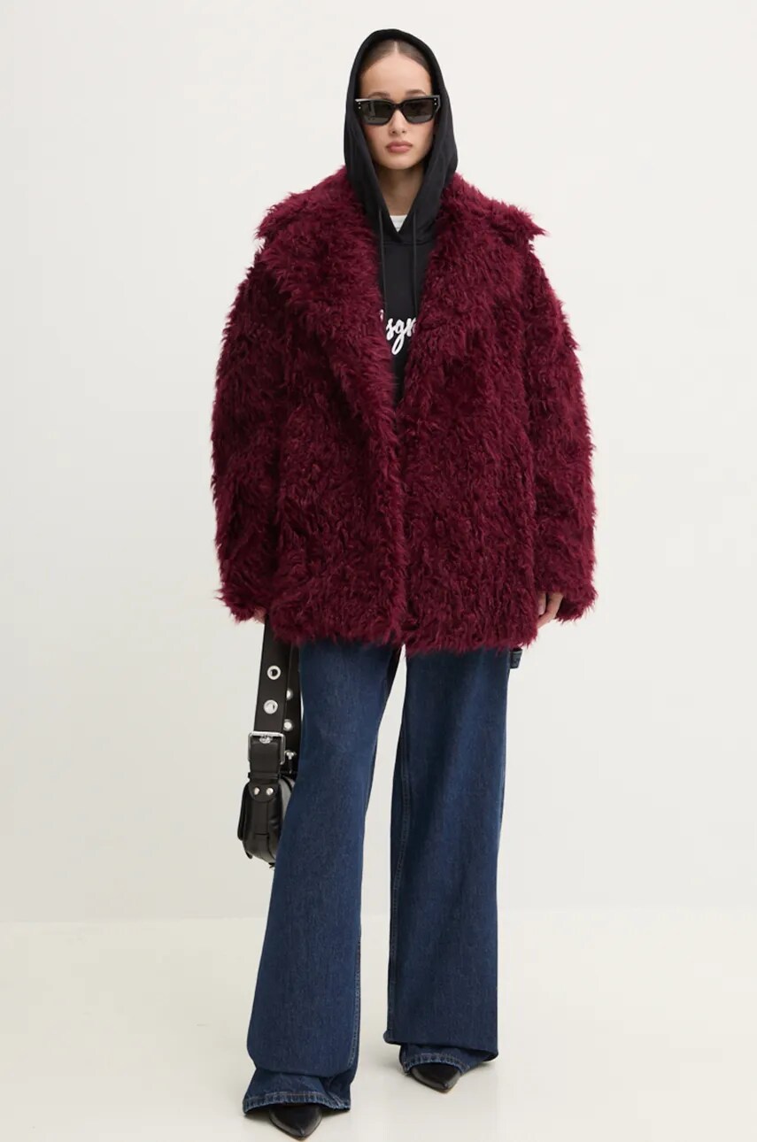 Пальто MSGM жіноче колір бордовий перехідне 3742MDC17.247808