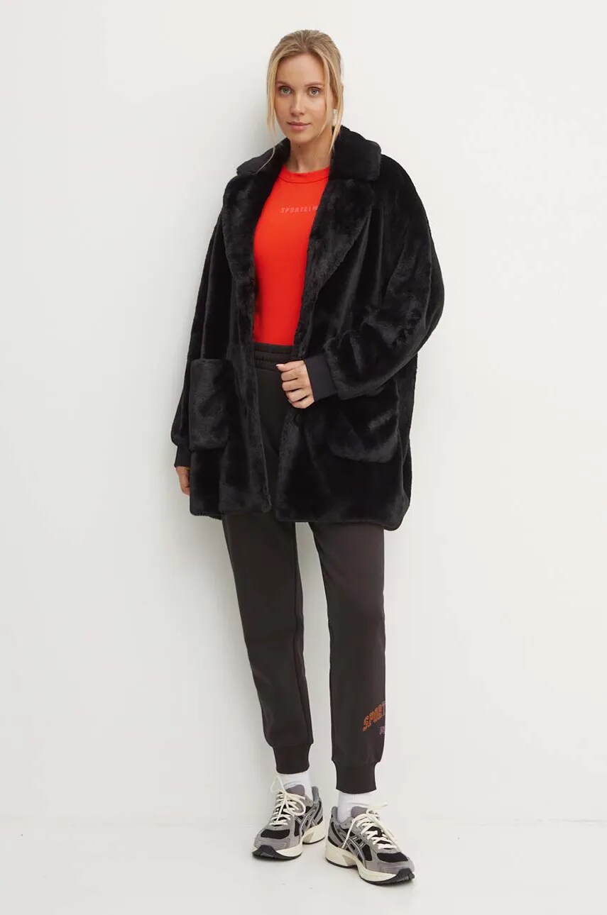 Пальто Sportalm жіноче колір чорний перехідне oversize 1811012578