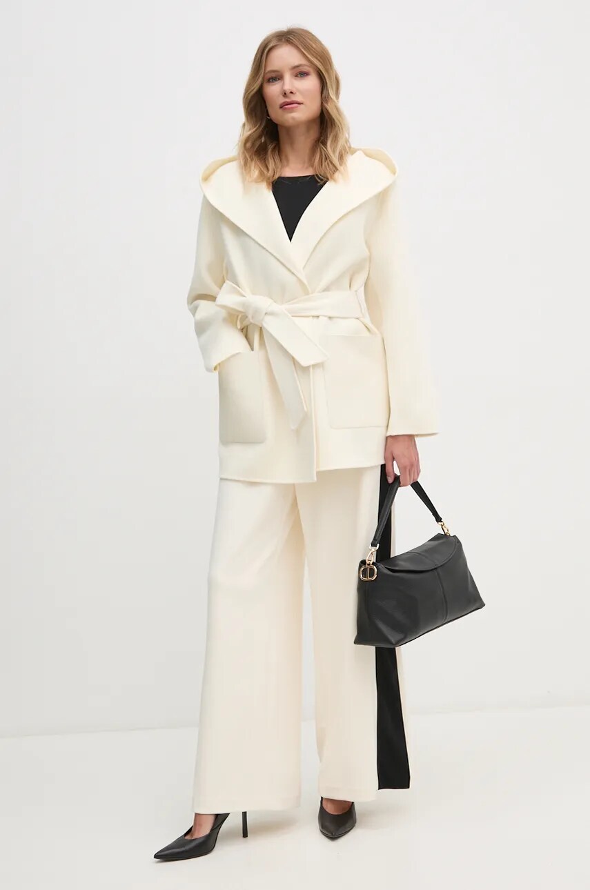 Вовняне пальто MACKAGE колір бежевий перехідне oversize AZRA
