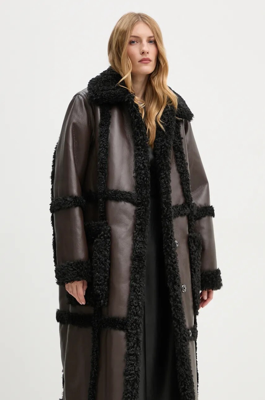 Пальто Stand Studio Patrice Coat жіноче колір коричневий перехідне oversize 61100-9010