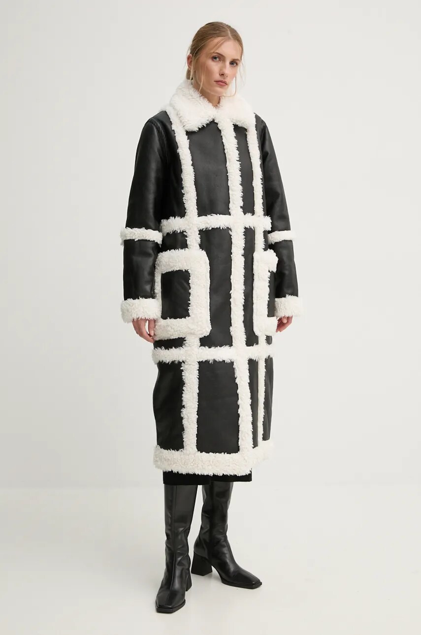 Пальто Stand Studio Patrice Coat жіноче колір чорний перехідне oversize 61100-9010