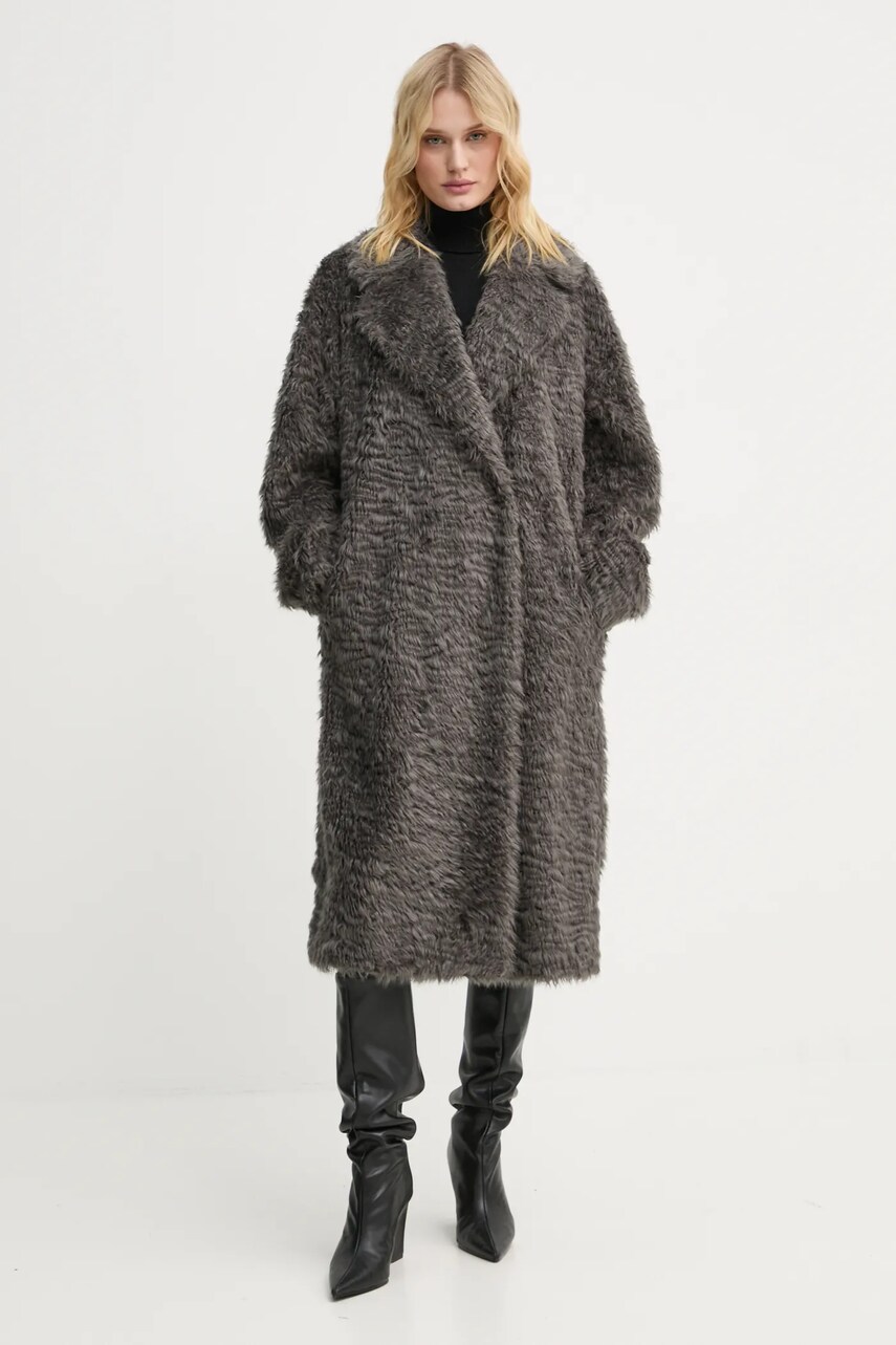 Пальто Stand Studio Nicole Coat жіноче колір сірий перехідне двобортне 61126-9094