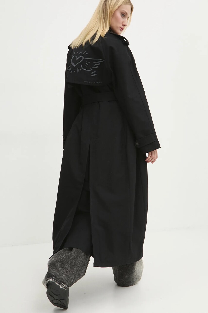 Плащ Miss Sixty колір чорний перехідний oversize 6L3CJ2400000