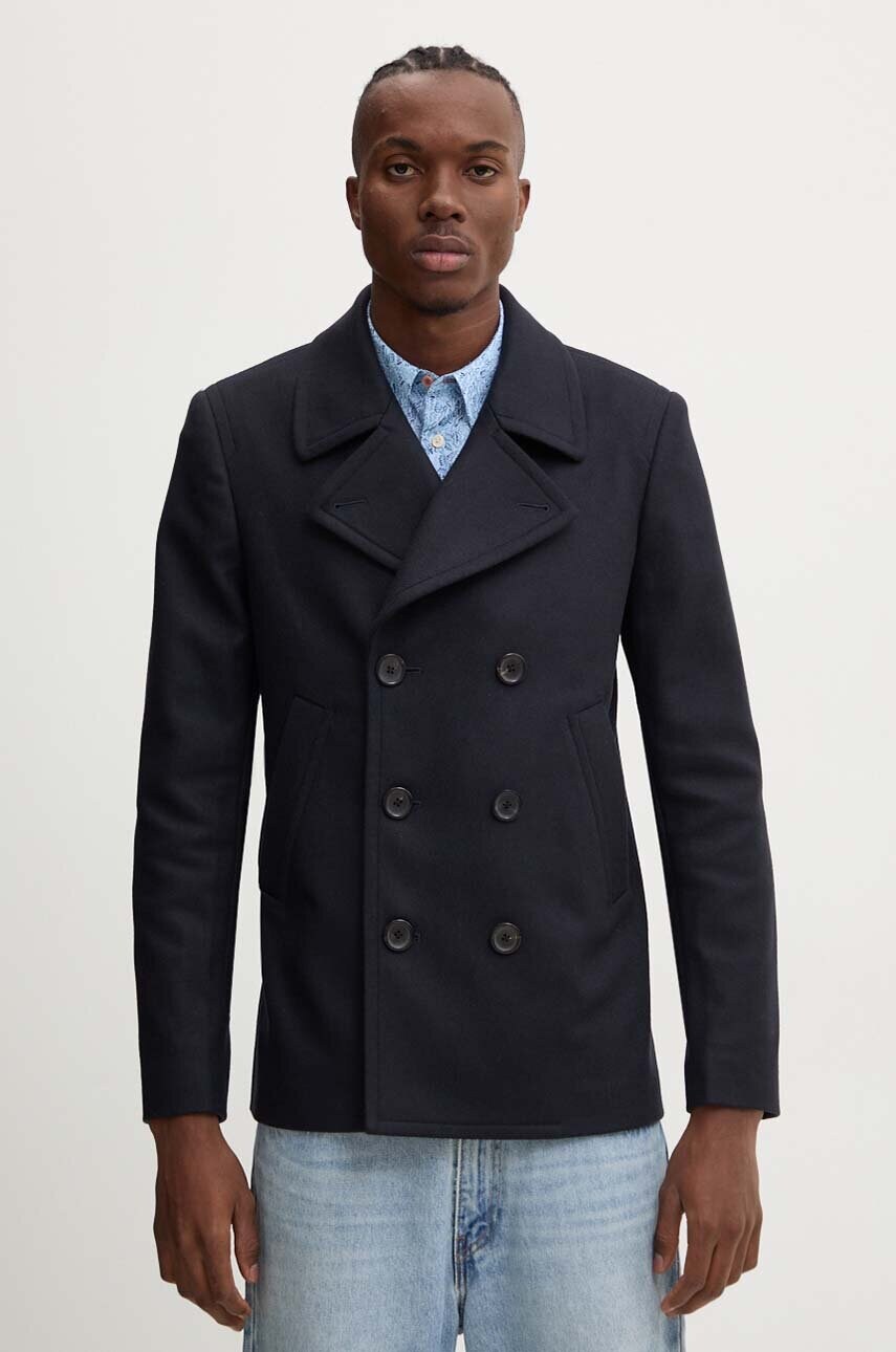 Вовняне пальто PS Paul Smith колір синій перехідне двобортне M2R.597T.N21059