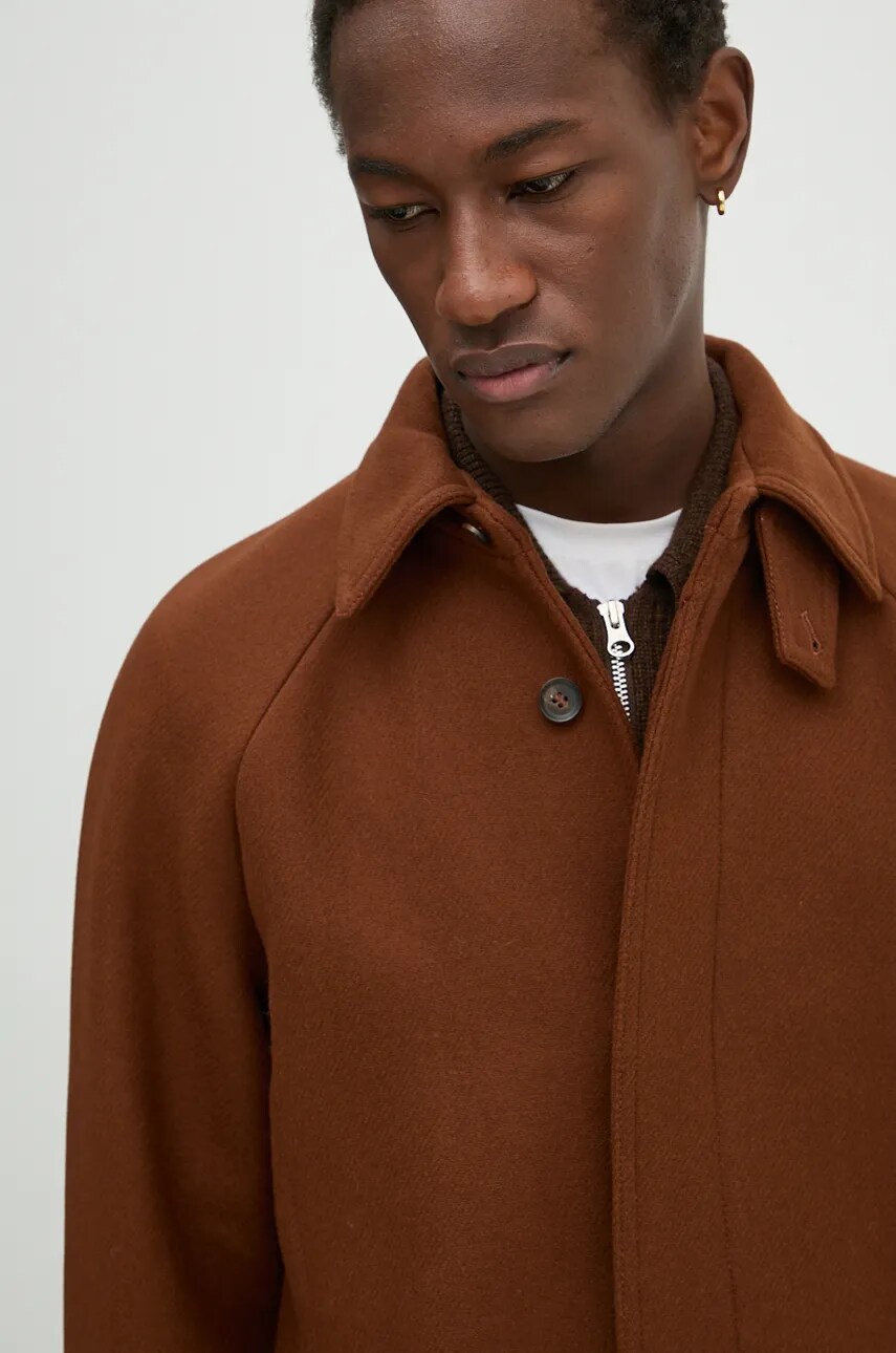 Вовняне пальто A.P.C. manteau gaia колір коричневий перехідне oversize WVBDE.F01533