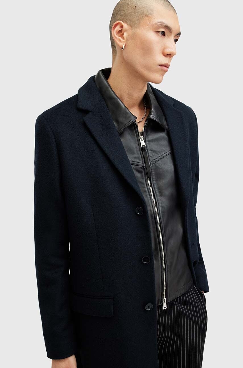 Пальто з домішкою вовни AllSaints HAL COAT колір синій перехідне M005OZ