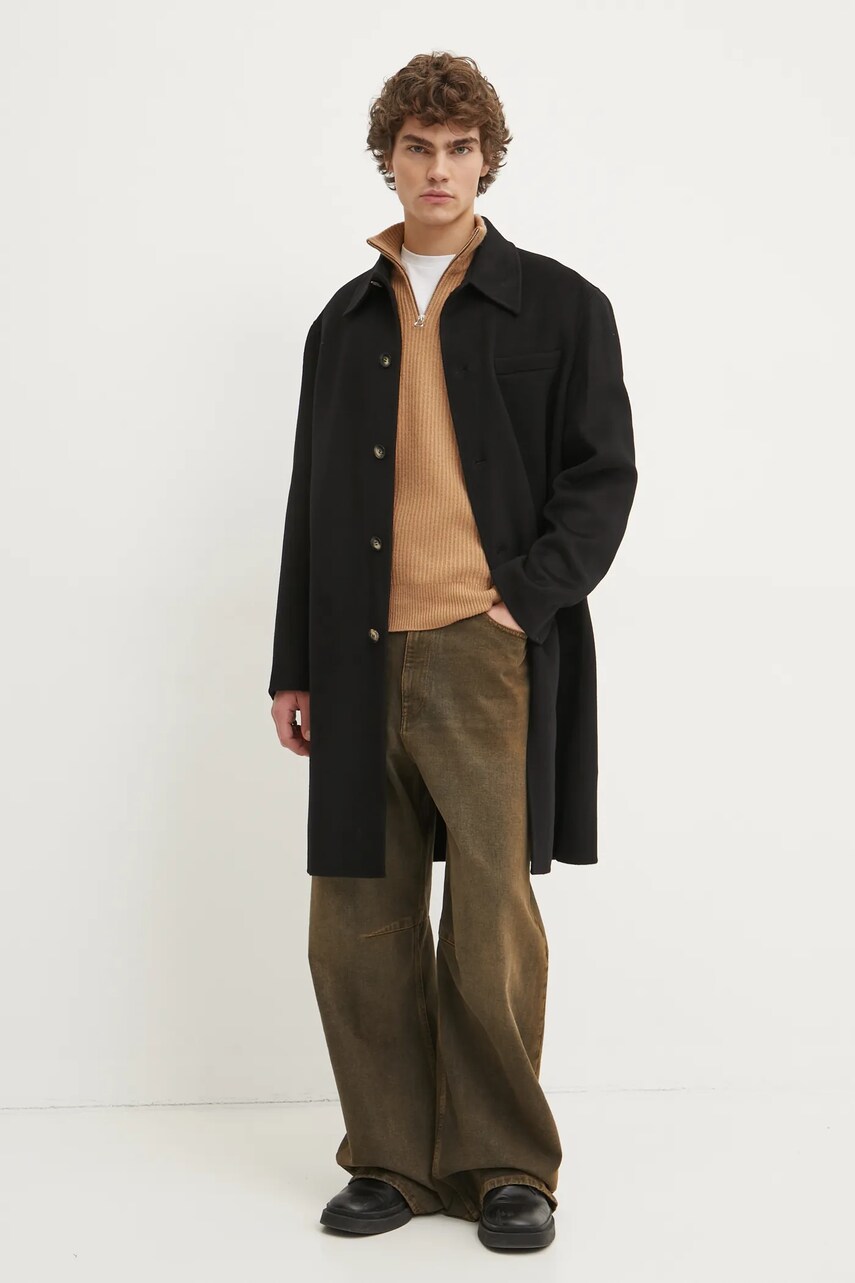 Вовняне пальто Nanushka JANNO колір чорний перехідне oversize NM24CROW01799