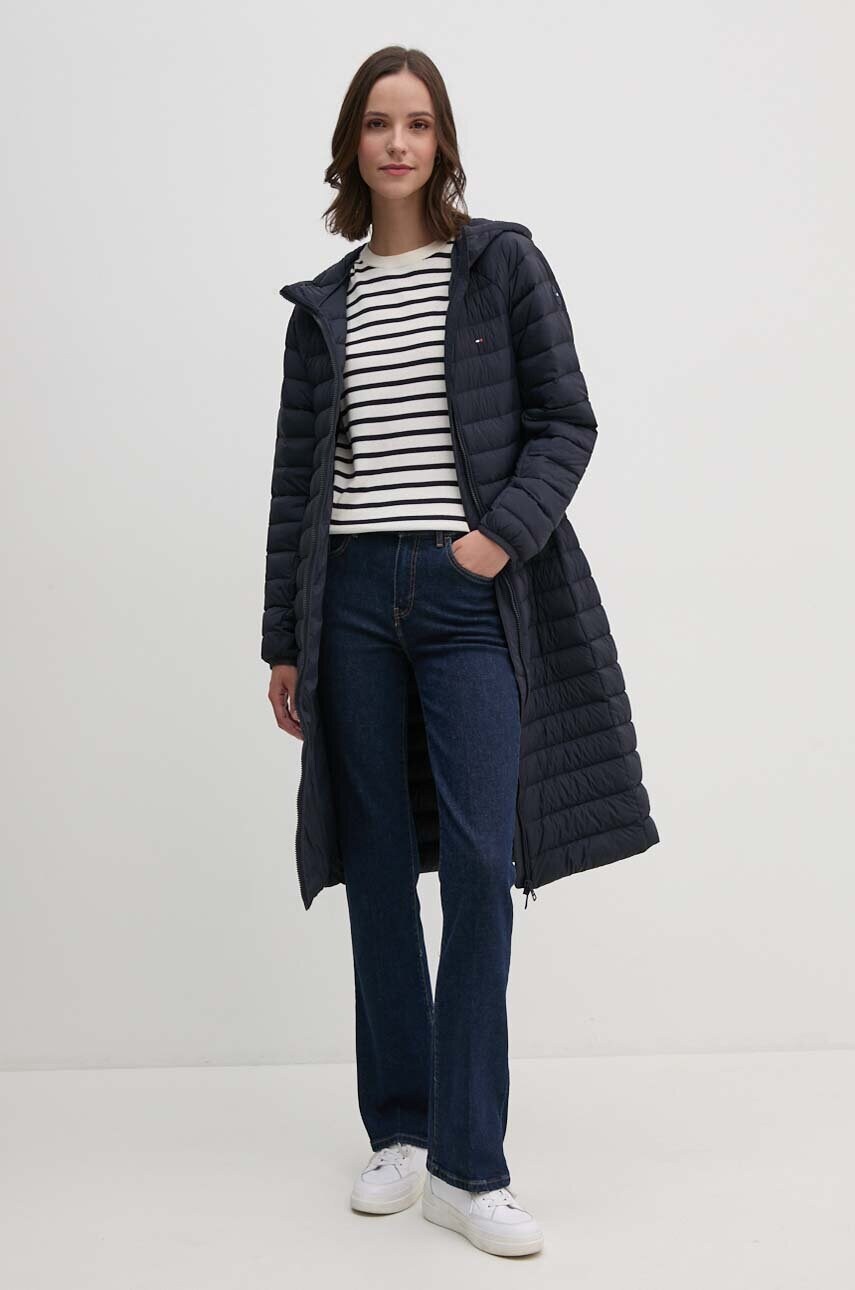 Пухова куртка Tommy Hilfiger жіноча колір синій зимова WW0WW42349