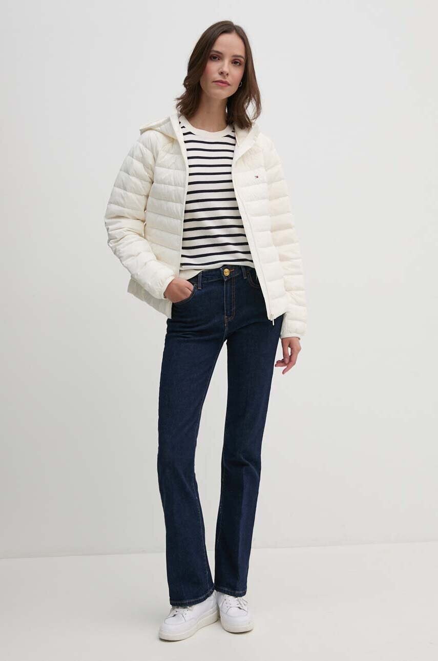 Пухова куртка Tommy Hilfiger жіноча колір бежевий перехідна WW0WW42350