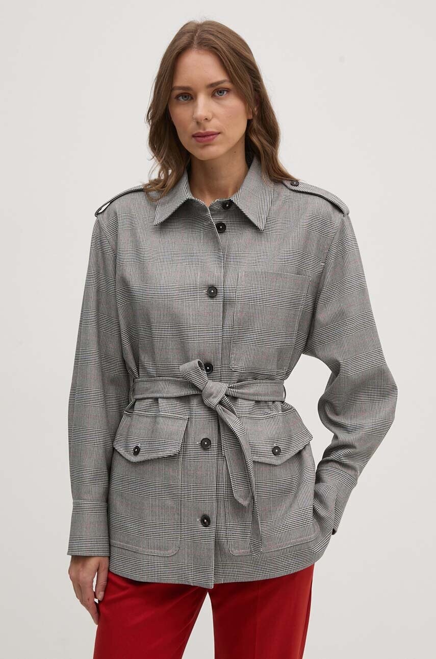 Куртка Tommy Hilfiger жіноча колір сірий перехідна oversize WW0WW43316