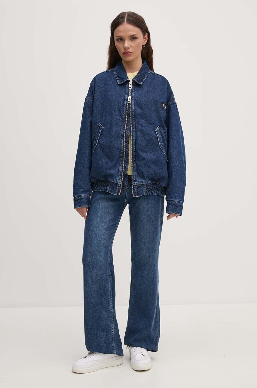 Джинсова куртка Calvin Klein Jeans жіноча колір синій зимова oversize J20J224717