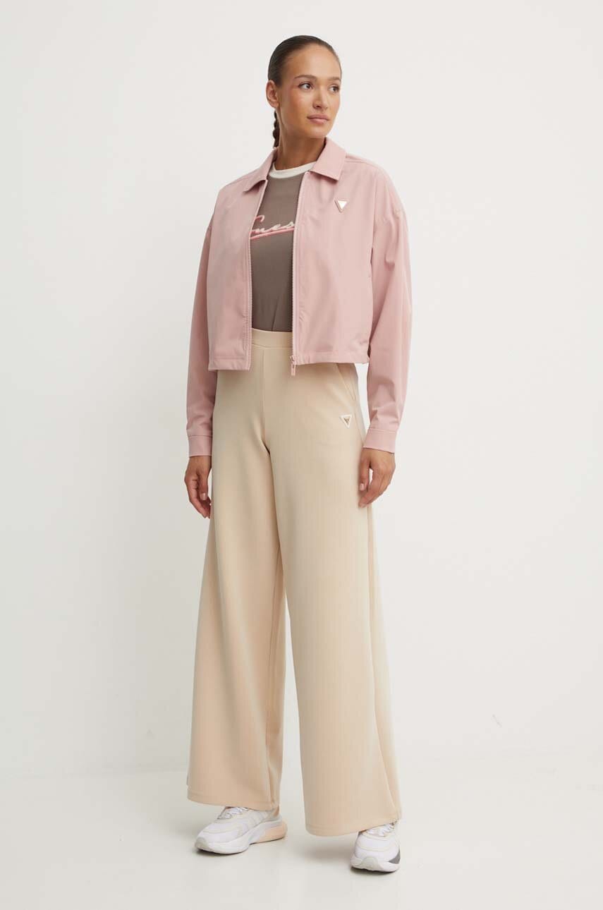 Куртка Guess AURLIE жіноча колір рожевий перехідна oversize V4YH02 WG982