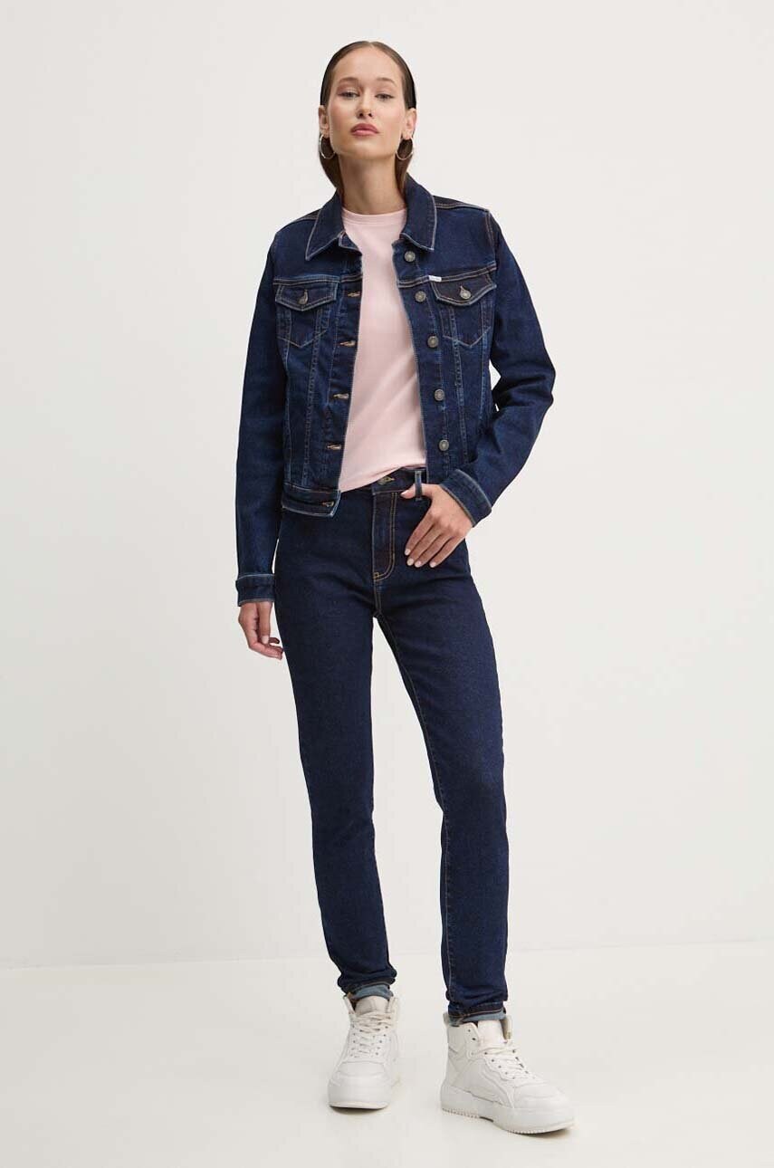 Джинсова куртка Guess Jeans жіноча колір синій перехідна W4YN55 D5CB1