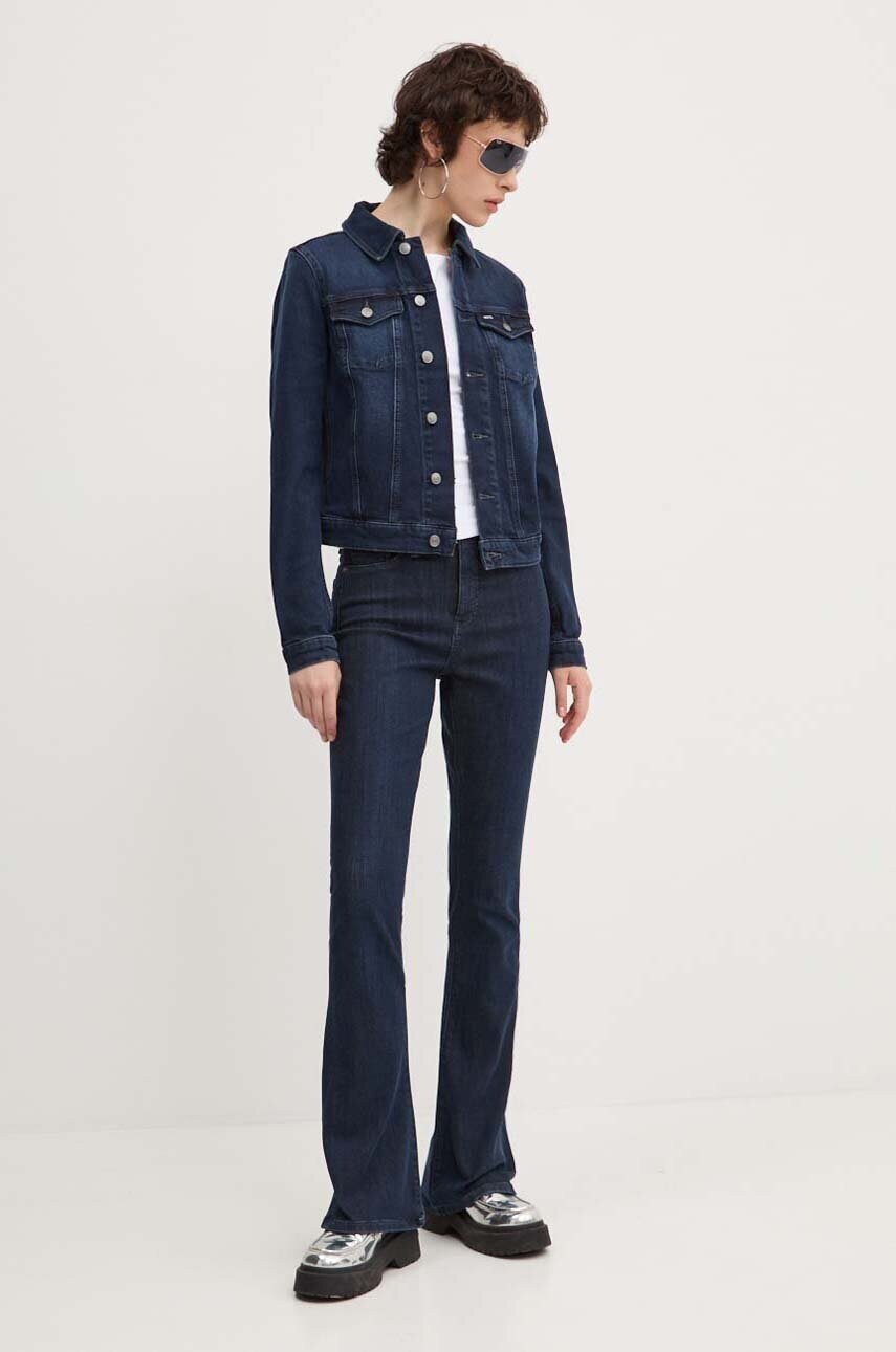 Джинсова куртка Tommy Jeans жіноча колір синій перехідна DW0DW18554