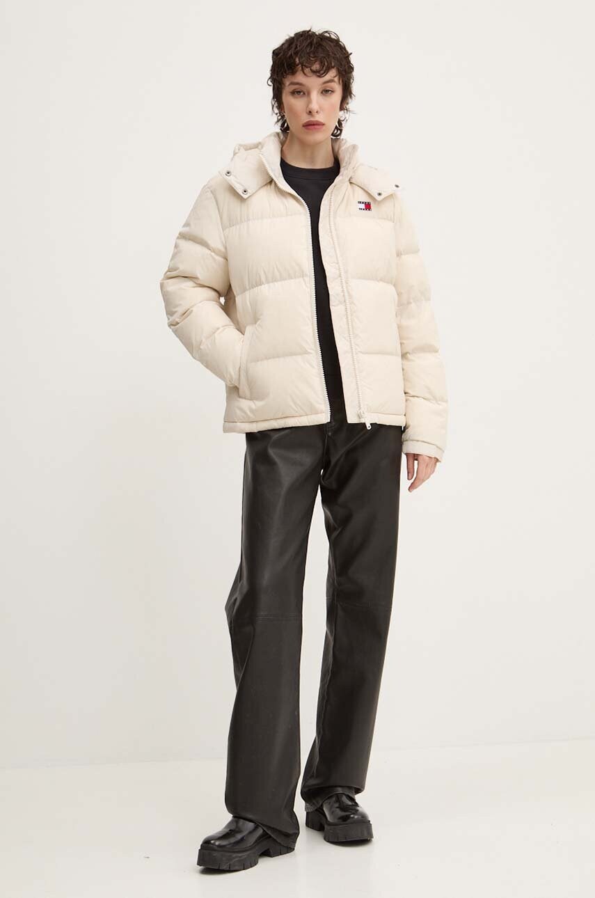 Пухова куртка Tommy Jeans жіноча колір бежевий зимова oversize DW0DW18610