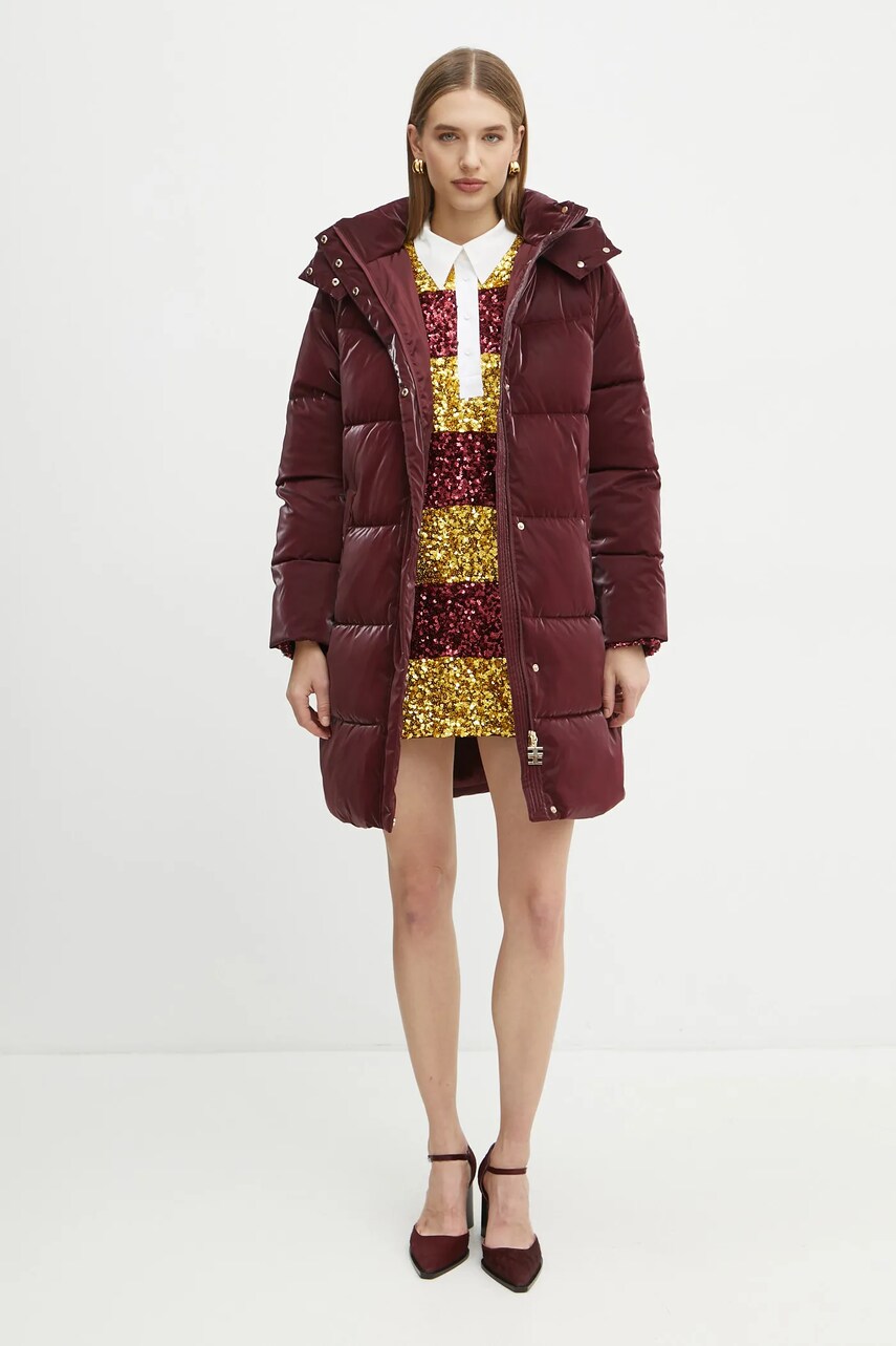 Куртка Elisabetta Franchi жіноча колір бордовий зимова PI79Z46E2