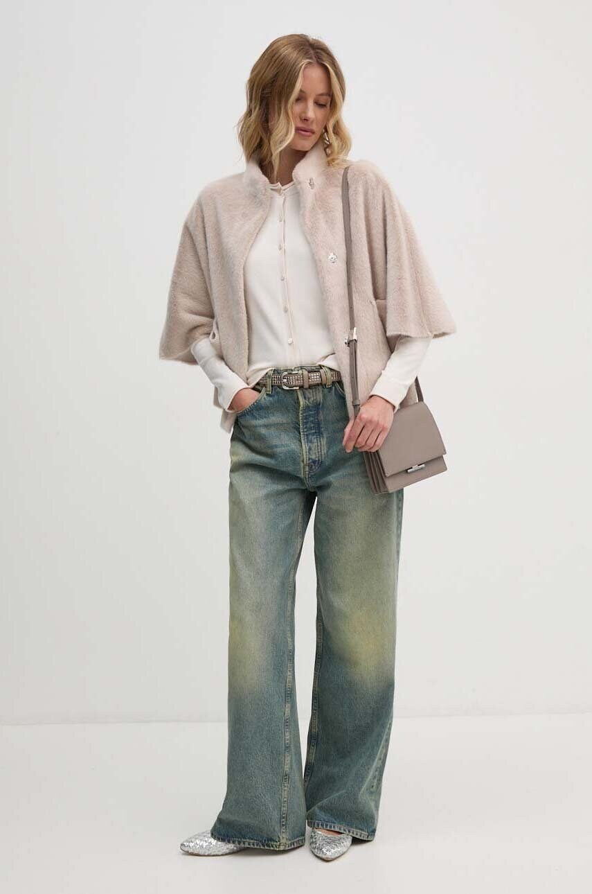 Пальто Joseph Ribkoff жіноче колір бежевий зимове oversize 243917