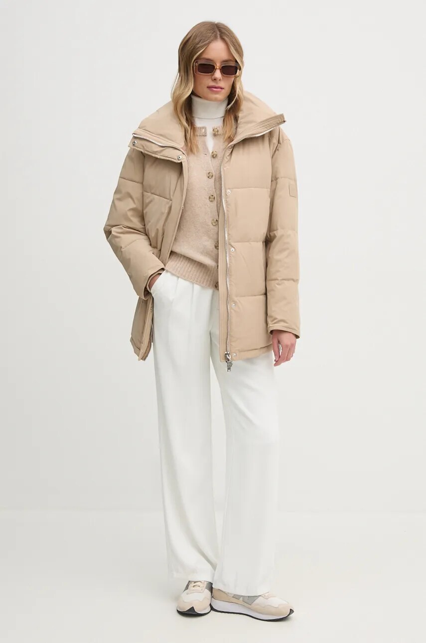 Куртка Dkny жіноча колір бежевий зимова oversize D2G4A179