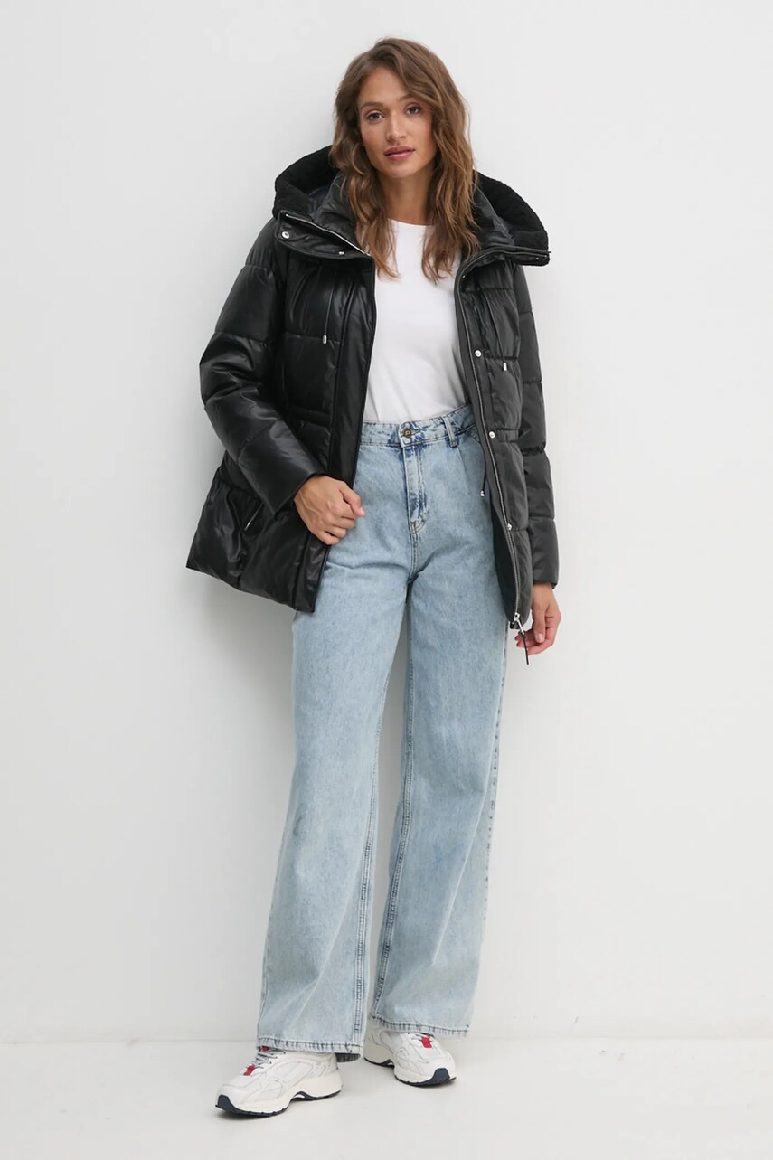 Куртка Dkny жіноча колір чорний зимова DLEMPN75