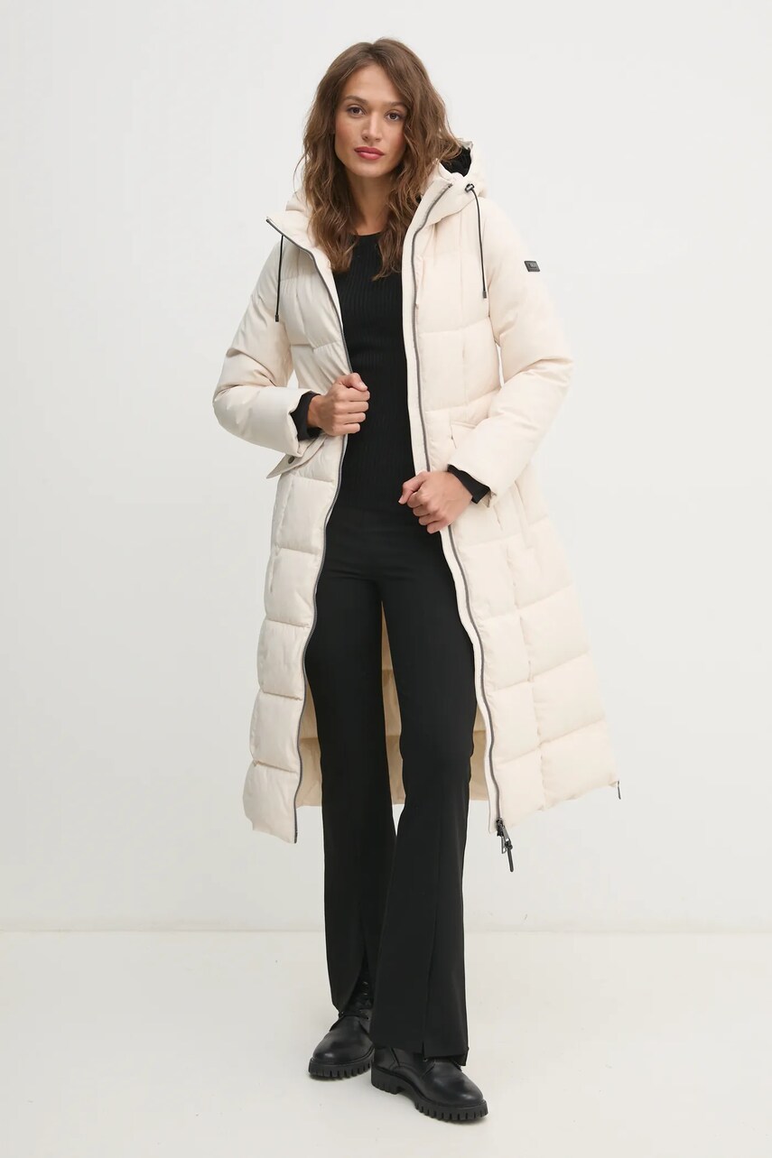 Куртка Dkny жіноча колір бежевий зимова DLEMPP55