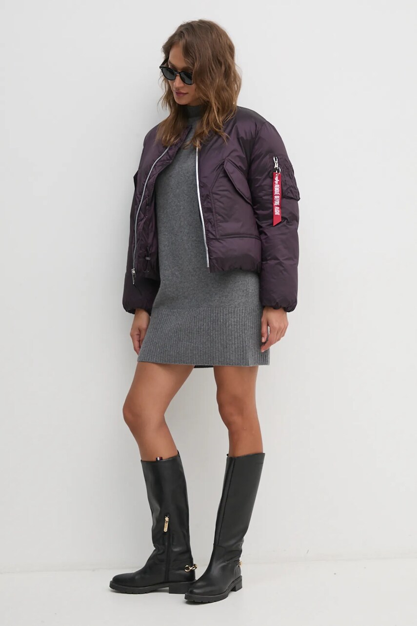 Куртка Alpha Industries жіноча колір фіолетовий зимова oversize 148004