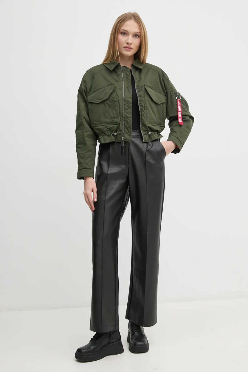 Куртка Alpha Industries жіноча колір зелений зимова oversize 148011