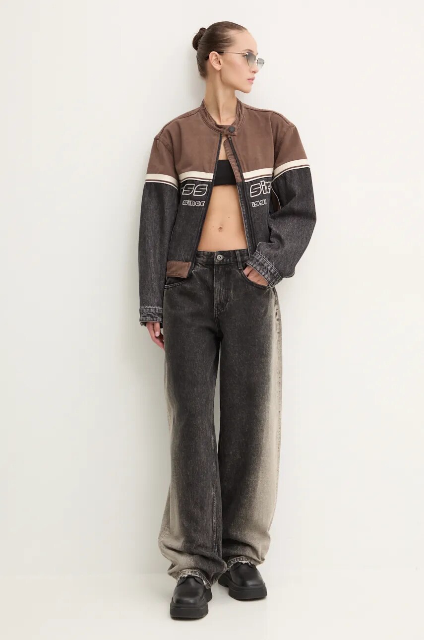 Джинсова куртка Miss Sixty жіноча колір коричневий перехідна oversize 6L3WJ0300000