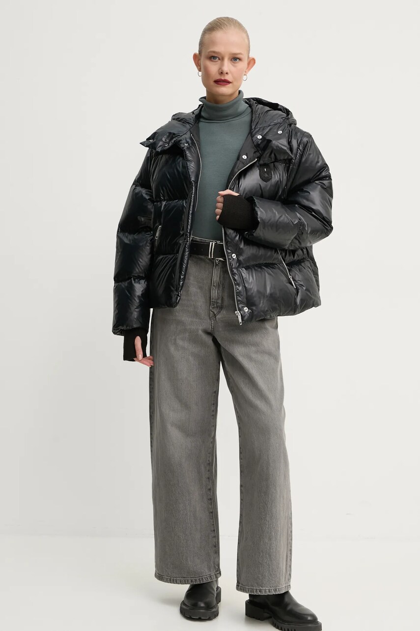 Пухова куртка The Kooples жіноча колір чорний зимова oversize FDOU29000K