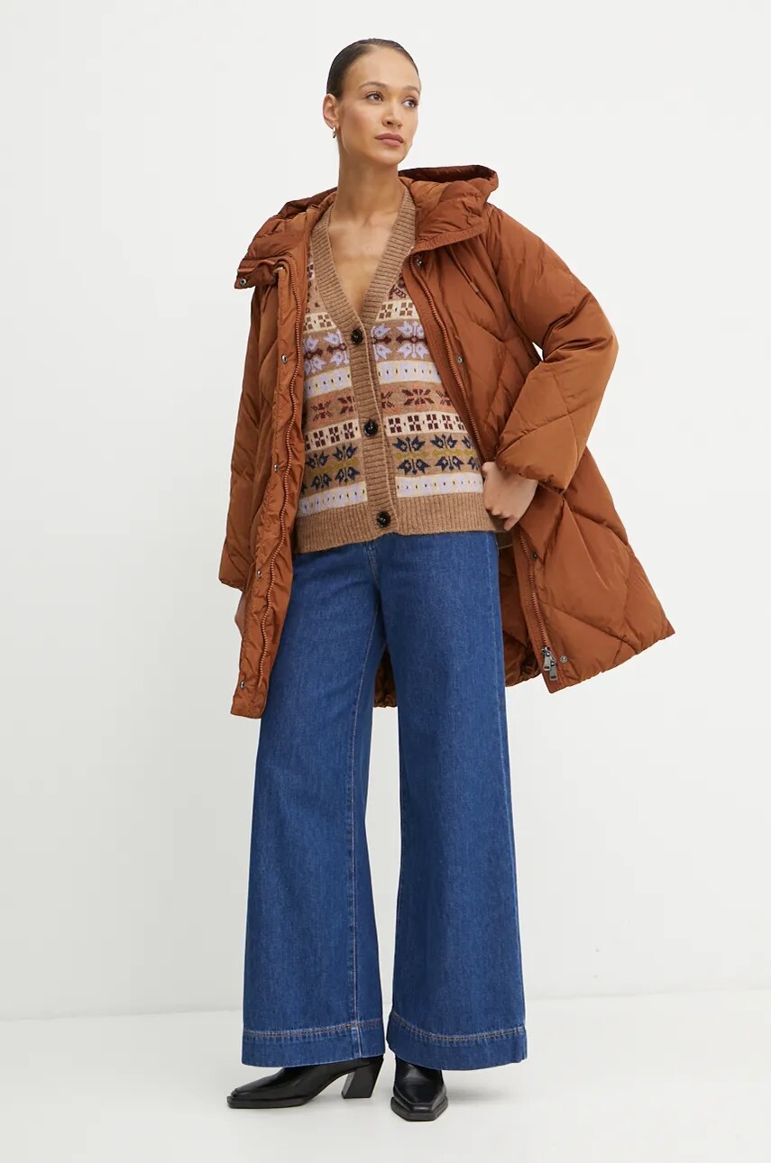 Пухова куртка Weekend Max Mara жіноча колір коричневий зимова 2425496092600