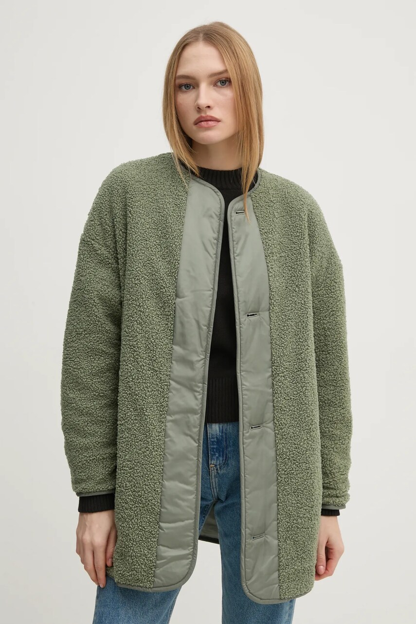 Двостороння куртка United Colors of Benetton жіноча колір зелений перехідна oversize 23P8DN06M