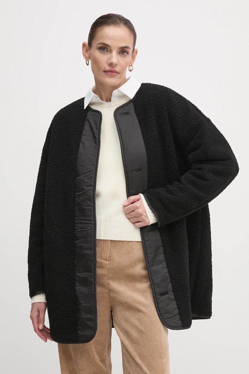 Двостороння куртка United Colors of Benetton жіноча колір чорний перехідна oversize 23P8DN06M
